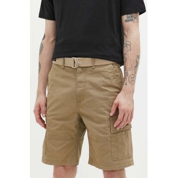 Superdry pantaloni scurti din bumbac culoarea bej