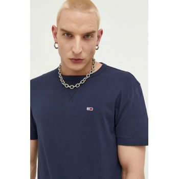 Tommy Jeans tricou din bumbac culoarea albastru marin, cu imprimeu