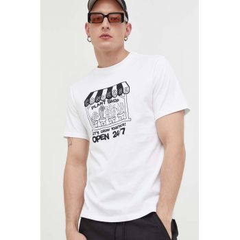 Converse tricou din bumbac culoarea alb, cu imprimeu