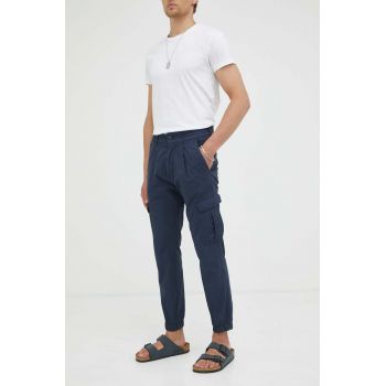Drykorn pantaloni de bumbac culoarea albastru marin, cu fason cargo de firma originali