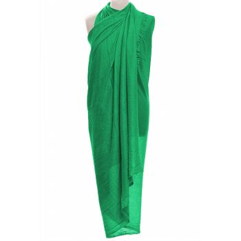 Esarfa mare dreptunghiulara tip pareo din vascoza si casmir usor creponat, verde