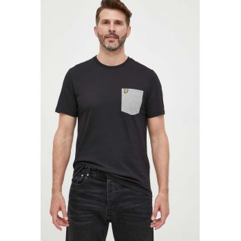 Lyle & Scott tricou din bumbac culoarea negru, neted