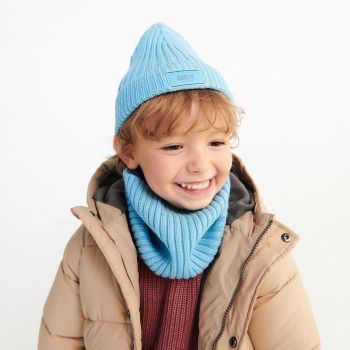 Reserved - Căciulă beanie cu aplicație cusută - Albastru