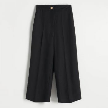 Reserved - Pantaloni din material majoritar in și adaos de viscoză - Negru