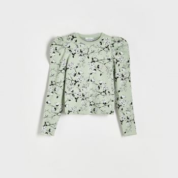 Reserved - Pulover cu model floral - Verde