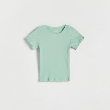 Reserved - Tricou din tricot striat - Verde