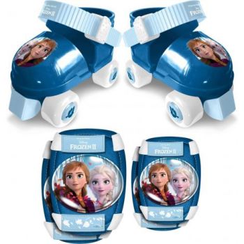 Set de role reglabile 23-27, Frozen II, Anna, Elsa, cu genunchiere,  RN244035, albastru