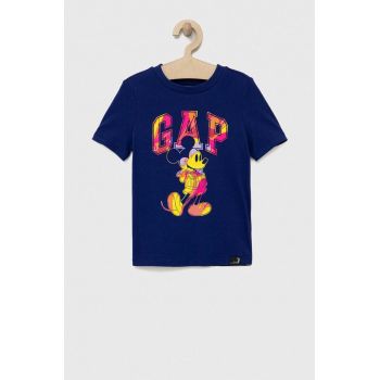 GAP tricou de bumbac pentru copii culoarea albastru marin, cu imprimeu