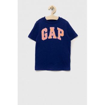 GAP tricou de bumbac pentru copii culoarea albastru marin, cu imprimeu