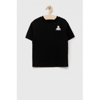 GAP tricou de bumbac pentru copii culoarea negru, cu imprimeu