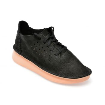 Pantofi CLARKS negri, VELHILL ETCH 01-2, din nabuc