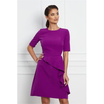 Rochie Moze violet cu volanas pe fusta