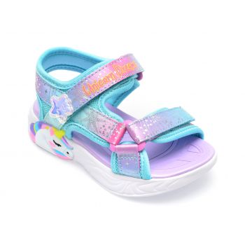 Sandale SKECHERS albastre, UNICORN DREAMS EXPLORER, din material textil