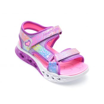 Sandale SKECHERS mov, FLUTTER HEARTS SANDAL, din material textil