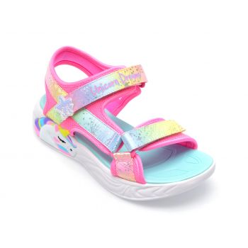 Sandale SKECHERS roz, UNICORN DREAMS EXPLORER, din material textil