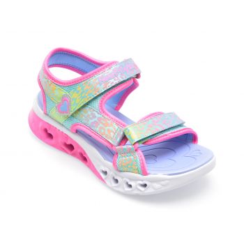 Sandale SKECHERS verzi, FLUTTER HEARTS SANDAL, din material textil