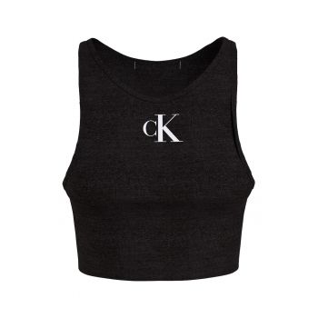 Top crop de bumbac organic cu imprimeu logo