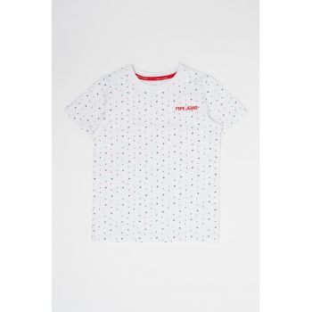 Tricou cu imprimeu si decolteu la baza gatului Bob