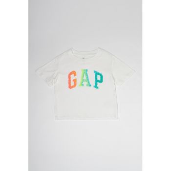 Tricou de bumbac organic cu logo din paiete
