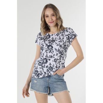 Tricou regular fit cu model floral