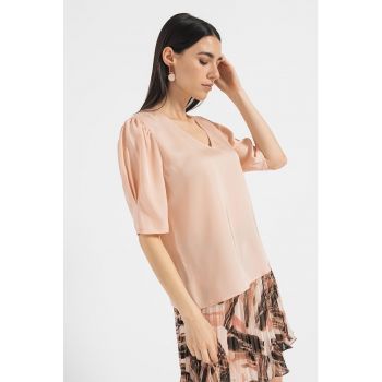 Bluza din satin cu decolteu in V