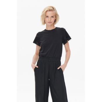Pantaloni din amestec de in cu croiala ampla si talie inalta