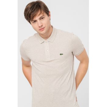 Tricou polo slim fit din material pique