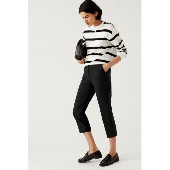 Pantaloni capri cu talie inalta