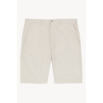 Pantaloni scurti din amestec de in cu buzunare laterale