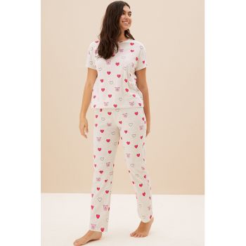 Pijama din amestec de bumbac cu imprimeu
