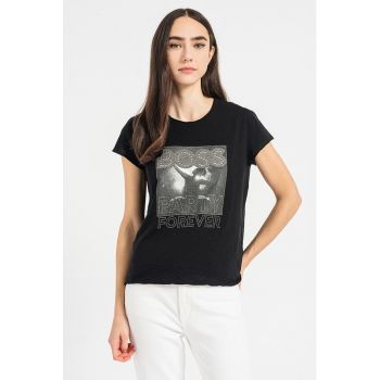 Tricou cu imprimeu si strasuri Elenza