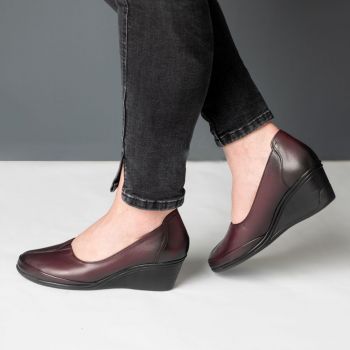 Pantofi piele naturala 1204 visiniu-negru