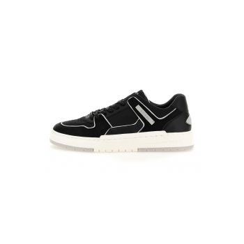 Pantofi sport cu insertii de piele ecologica si piele