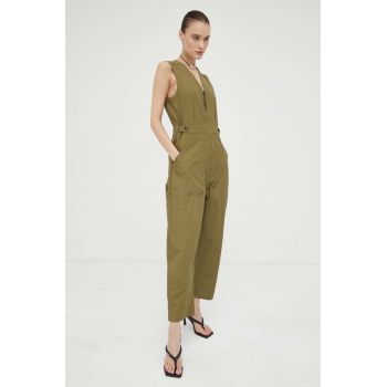 G-Star Raw salopeta culoarea verde, cu decolteu in v