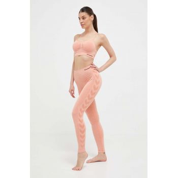 Hummel jambiere de yoga culoarea portocaliu, cu imprimeu