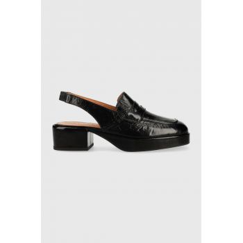 Jonak pantofi de piele VALERE CUIR BRILLANT femei, culoarea negru, cu toc drept, 3400140