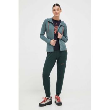 Viking pantaloni sport Hazen femei, culoarea verde, neted