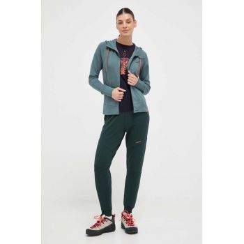 Viking pantaloni sport Hazen femei, culoarea verde, neted