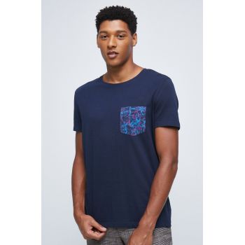 Medicine tricou din bumbac culoarea albastru marin, neted