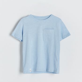 Reserved - T-shirt din bumbac cu aplicație cusută - Albastru