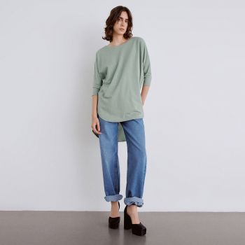 Reserved - Tricou oversized cu mânecă lungă - Verde