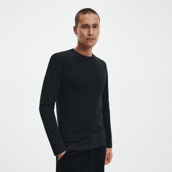 Reserved - Tricou regular fit cu mânecă lungă - Negru