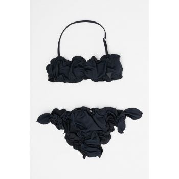 Costum de baie cu doua piese si aspect fronsat