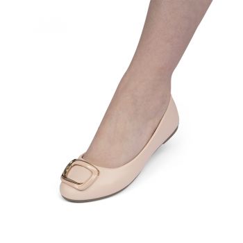 Pantofi dama casual din piele ecologica Nude Kirra Marimea 38 la reducere