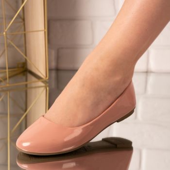 Pantofi dama din piele ecologica lacuita Nude Cindy Marimea 36 ieftini
