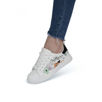 Sneakers dama din piele ecologica cu model pictat Negri Marisa Marimea 38