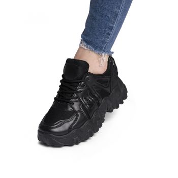 Sneakers dama din piele ecologica Negri Larisa Marimea 36 ieftini