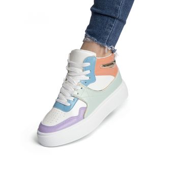 Sneakers dama Multicolor din piele ecologica cu insertii aurii Bonnie Marimea 36 la reducere