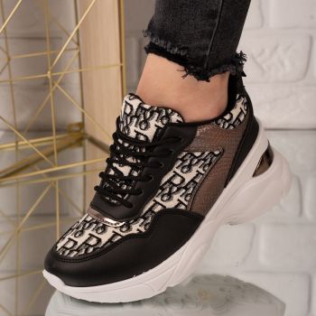 Sneakersi dama din piele ecologica Negri Liza Marimea 37 Sneakersi dama din piele ecologica Negri Liza Marimea 37