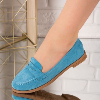 Pantofi dama casual din piele ecologica intoarsa Albastri Claudia Marimea 37 Pantofi dama casual din piele ecologica intoarsa Albastri Claudia Marimea 37